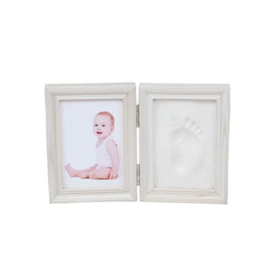 Folding DIY Hand Foot Print Pictures Display Souvenirs Commemorate Kids Growing Memory Baby Shower Gift Wood Photo Frame