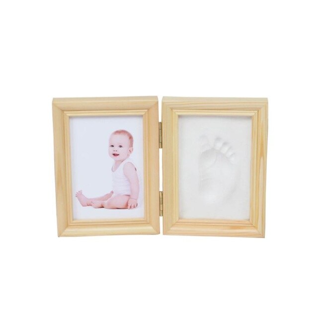 Folding DIY Hand Foot Print Pictures Display Souvenirs Commemorate Kids Growing Memory Baby Shower Gift Wood Photo Frame