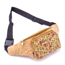 Load image into Gallery viewer, Cork Travel Belt Bag with Small Rose Pattern with Coin Pocket  BAGD-062
