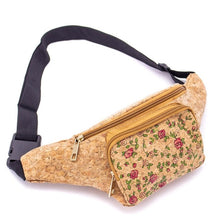 Load image into Gallery viewer, Cork Travel Belt Bag with Small Rose Pattern with Coin Pocket  BAGD-062
